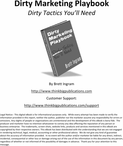 Product picture Dirty Marketing Playbook, Increase Your Website Traffic